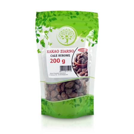 Kakao Ziarno Całe Surowe, 200 g - Agnex